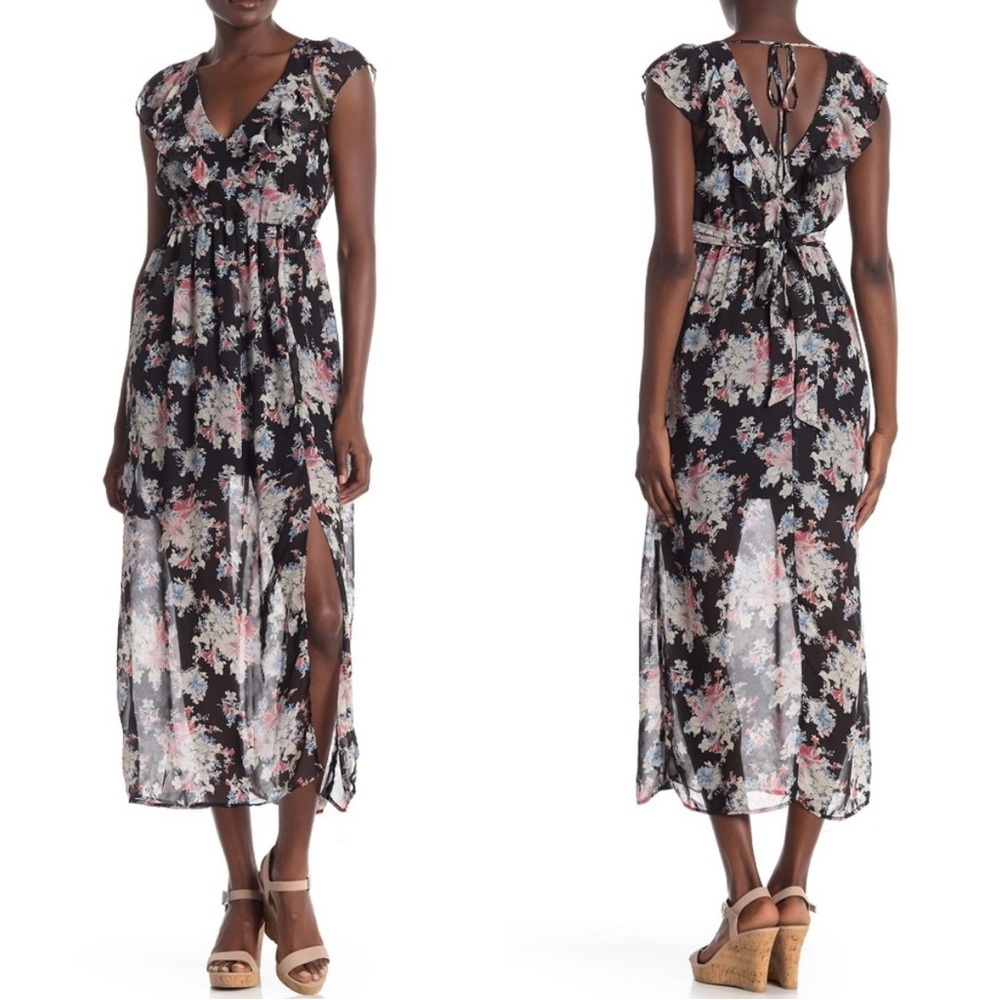 Spirit of Grace Ruffle Maxi V-Neck Floral Dress